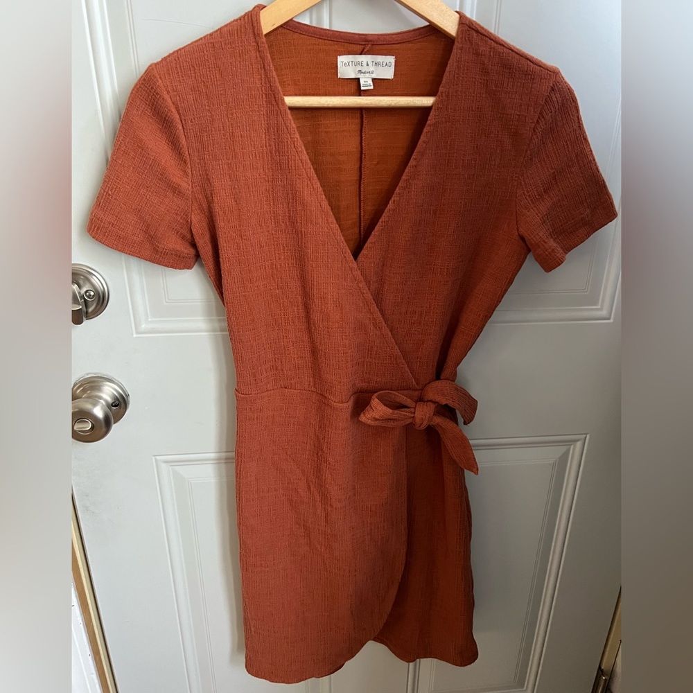 Madewell Texture and Thred Rust Wrap Dress XSmall